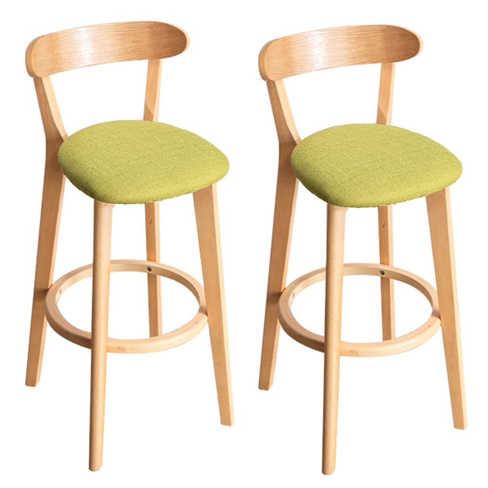 Set of 2 Bar Stools High Stool Bar Chair Wooden Breakfast Dining Stools, Solid Wood Legs, Sturdy, Comfortable, Stylish, Practical