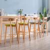 Set of 2 Bar Stools High Stool Bar Chair Wooden Breakfast Dining Stools, Solid Wood Legs, Sturdy, Comfortable, Stylish, Practical view 3