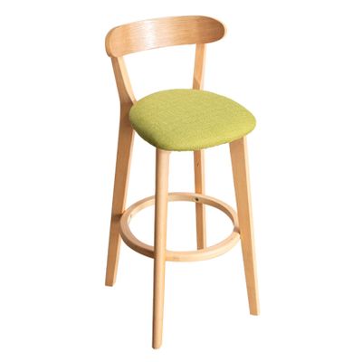 Bar Stools Set of 1 Upholstered Fabric Seat with Backrest, Counter Breakfast Wooden Chairs Kitchen