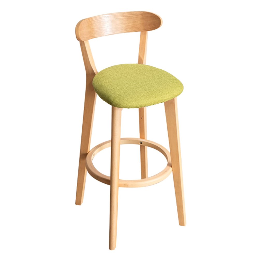 Bar Stools Set of 1 Upholstered Fabric Seat with Backrest, Counter Breakfast Wooden Chairs Kitchen