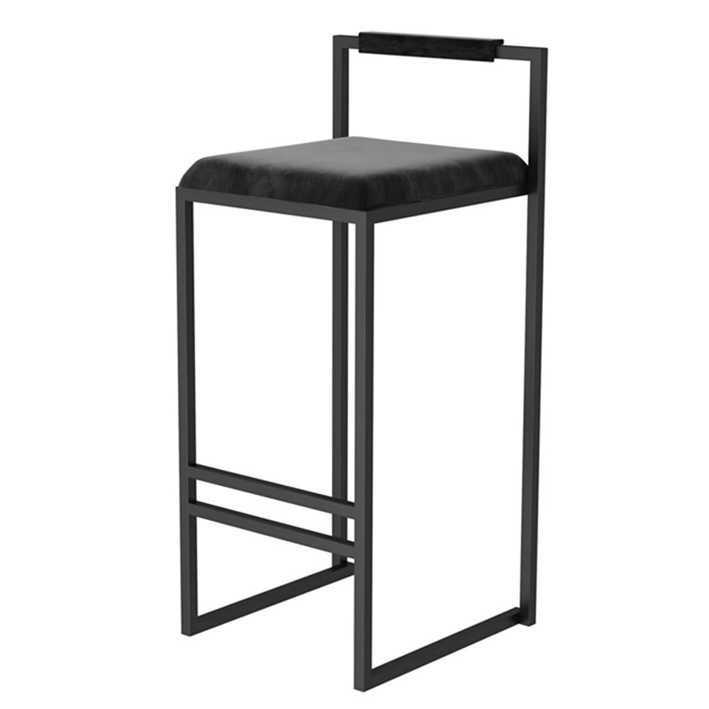 Breakfast Chair Velvet Upholstered Seat, Bar Stools Industrial Vintage Kitchen Bar Chairs with Backrest, Metal Frame, Counter Kitchen Home Stools