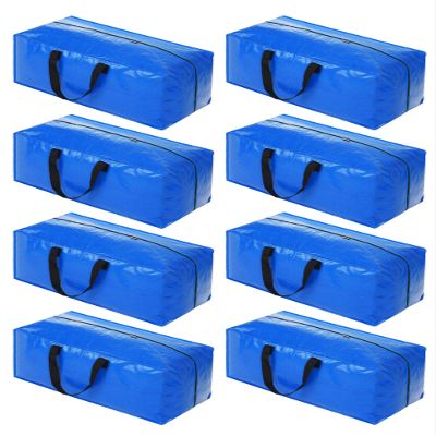 8 Pack Heavy Duty Extra Large Moving Bags Storage Tote - Strong Handles& Backpack Straps - Space Saving Storage Bags Alternative to Moving Boxes and Bins,Compatible with Ikea Frakta Cart, Blue