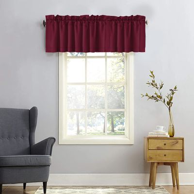 Cozomiz 2 Panels Blackout Curtain Valances Short Curtains Rod Pocket Window Treatments Privacy Decorative Short Winow Valance Curtains for Kitchen Bathroom Living Room 52" W x 18" H Burgundy