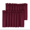Cozomiz 2 Panels Blackout Curtain Valances Short Curtains Rod Pocket Window Treatments Privacy Decorative Short Winow Valance Curtains for Kitchen Bathroom Living Room 52" W x 18" H Burgundy view 2