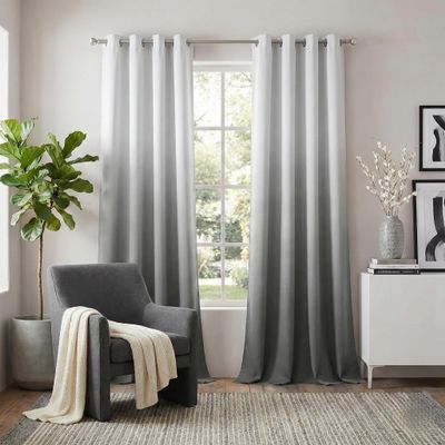 NICETOWN White & Grey Room Darkening Curtains 95 inch Long, Grommet Gradient Curtains Easy-Matching Window Treatments for Boys Bedroom/Kids Room, W52, Set of 2