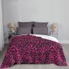 Cute Pink Leopard Print Flannel Fleece Throw Blankets Soft Microfiber Blanket for Sofa Bed Travel Bedroom Blanket 80"x60" view 1