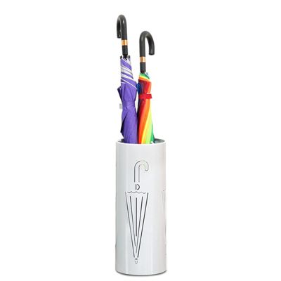 DCFV Nordic Creative Foyer Umbrella Bucket Hotel Lobby Metal Umbrella Stand Carved Household Umbrella Storage Rack Decorative Metal Freestanding Rack Organizer (Color : White)