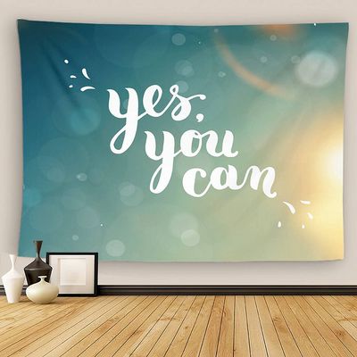 Yes You Can Tapestry Wall Hanging Inspire Quote Typographical Yes You Blurred Sky Sun Summer Wall Tapestry Wall Decor For Bedroom Living Room Outdoor Wall Art 60x80 Inch