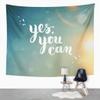 Yes You Can Tapestry Wall Hanging Inspire Quote Typographical Yes You Blurred Sky Sun Summer Wall Tapestry Wall Decor For Bedroom Living Room Outdoor Wall Art 60x80 Inch view 2