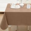 Newbridge Basketweave Vinyl Flannel Backed Tablecloth, 60 x 102 Inch Rectangle, Taupe, Basket Weave Textured Indoor Outdoor Waterproof Table Cover for Patio, Kitchen, Dining view 1