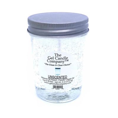 Clear Unscented Mineral Oil Based Long Burning Gel Candle Classic Jar for Home Events and Emergencies Up to 90 Hours 6 oz.