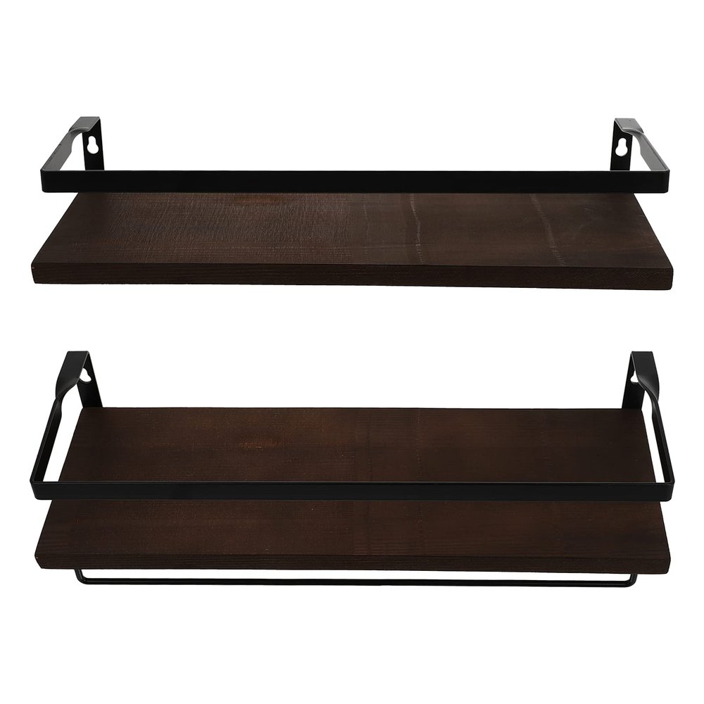 Cabilock 1set Practical Wall Storage Racks Floating Shelves for Kitchen and Bathroom Space-Saving Sundries Organizer Deep Pine
