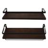 Cabilock 1set Practical Wall Storage Racks Floating Shelves for Kitchen and Bathroom Space-Saving Sundries Organizer Deep Pine view 1