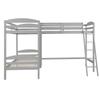 Triple Bunk Bed Twin Size Wood L-Shaped Corner Bunk Bed Frame 3 Bed Bunk Loft Bed with Full Length Guardrails and Flat Ladder, 3 Bed Bunk, No Box Spring Needed (Gray+Wood) view 4