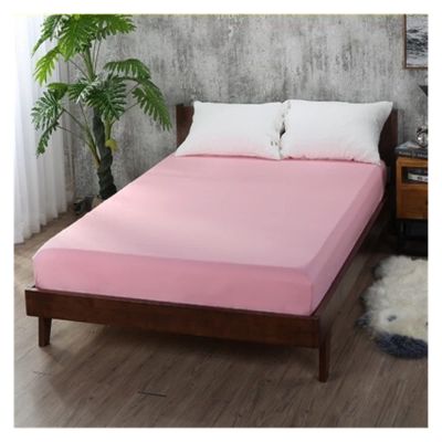 DSMYYXGS Soft Fitted Sheet with Elastic Band Solid Bed Sheet Cover-Wrinkle,Fade,Stain and Abrasion Resistant Sheets (Color : Pink, Size : 160x200x25cm)