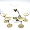 5 Piece Wine Decanter & Glasses Gift Set Hand-Blown Glass Embellished with Enamel and Colorful Crystal Details - Butterfly Design view 2