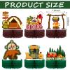 6 Pieces Happy Camper Honeycomb Centerpieces Camping Party Decoration Campfire Adventure Bears Sign Camping Theme Cakes Ball Table Topper for Kids Birthday Photo Props Ideas 3D Table Decoration view 2