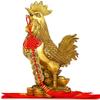 13CM Zodiac Rooster Golden Brass Rooster Chinese Ornament Feng Shui Collectible Figurines/Lucky Charm Ancient Coins on Red String view 1