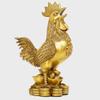 13CM Zodiac Rooster Golden Brass Rooster Chinese Ornament Feng Shui Collectible Figurines/Lucky Charm Ancient Coins on Red String view 2