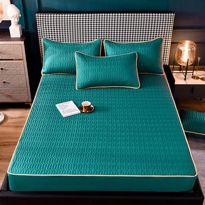 CFYCYHDZHT Bottom Sheets Thick Quilted Non Slip Deep Pocket Fitted Sheets, Cartoon Printed Mattress Protector for Boys Girls Bedroom Green 1 180200cm