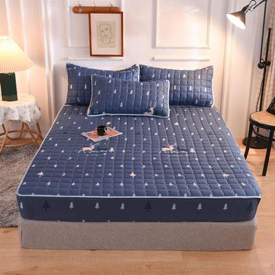 CFYCYHDZHT Comfy Sheets Thick Quilted Non Slip Deep Pocket Fitted Sheets, Cartoon Printed Mattress Protector for Boys Girls Bedroom Dark Blue 1 100200cm