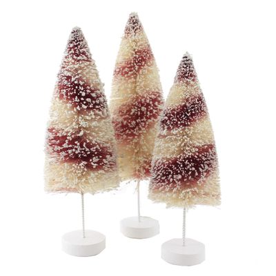 Bethany Lowe Designs Candy Cane Bottle Brush Trees, Set of 3