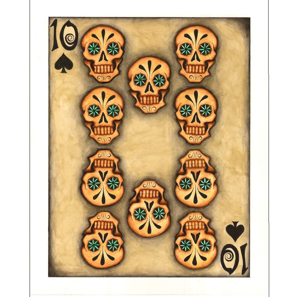 10 by Gabe Londis Sugar Skull Poker Mancave Latino Artist Unstretched Canvas Art