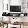 FABATO 71" Floating TV Stand with Power Outlet Wall Mounted Media Console Cabinet Shelf Under TV for Cable Box Audio Video Black view 2