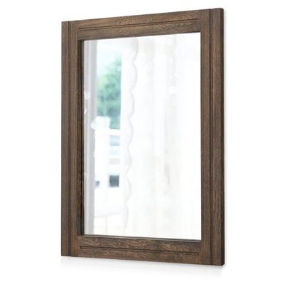 AAZZKANG Rustic Wood Mirror Rectangle Decorative Wall Hanging Mirrors with Frame Large 20"x16" for Bedroom Living Room Bathroom Home Entryway