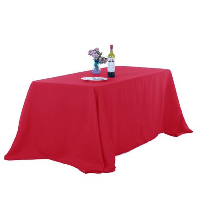 Ascoza 2pack 90x156 Inch Red Rectangular Tablecloth 8 Feet Table Cloth in Polyester Fabric for Wedding/Banquet/Restaurant/Parties
