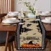 Edwiinsa Luxury Table Runners 120 Inche Long, Halloween Haunted Castle Cotton-Linen Table Runner 13x120, Dresser Scarves Durable Washable Tablecloth Modern Decorations, Pumpkin Raven Skull Bats view 4