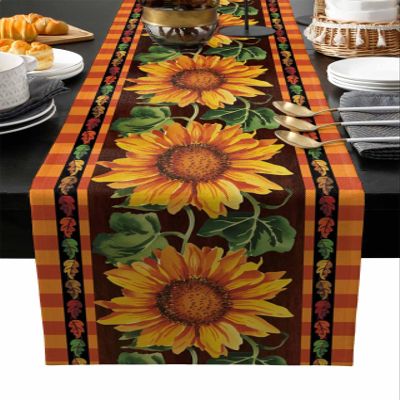 Edwiinsa Luxury Table Runners 90 Inche Long, Fall Thanksgiving Cotton-Linen Table Runner 13x90, Dresser Scarves Durable Washable Tablecloth Modern Decorations, Orange Buffalo Check Plaid