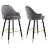 Barstools Bar Stools Set of 2 Kitchen Stool Velvet Metal Legs Upholstered Seat with Backrest, Breakfast Dining Stools for Island Counter Bar Chairs view 1
