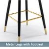 Barstools Bar Stools Set of 2 Kitchen Stool Velvet Metal Legs Upholstered Seat with Backrest, Breakfast Dining Stools for Island Counter Bar Chairs view 4
