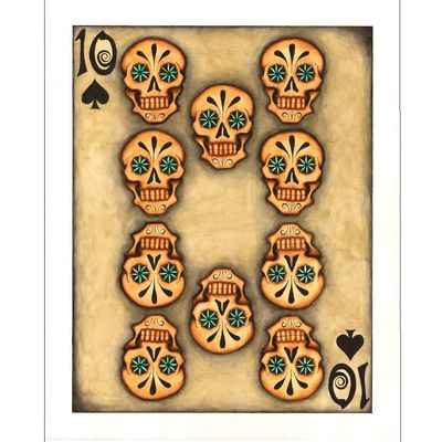 10 by Gabe Londis Sugar Skull Poker Mancave Latino Artist Unstretched Canvas Art