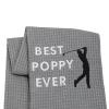 LEVLO Dad Golf Towel Embroidered Golf Towel Gift Golf Father Gift Best Papa/Pops/Grampy/Papaw/Dad/Poppy Ever Golf Towel with Clip (Best Poppy-Grey) view 1