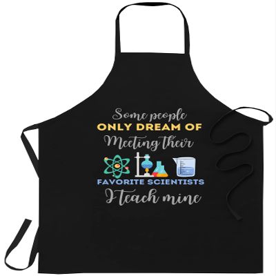 xPuffer Teacher Black Apron - SCIENCE TEACHER Tee Shirt Teach Biology Chemistry Physics Cooking Aprons Kitchen Decor, One Size Fits All