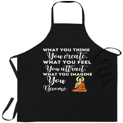 Buddha Zen Apron - Buddha Meditation Shirt Law Of Attraction Birthday Cooking Aprons Kitchen Decor
