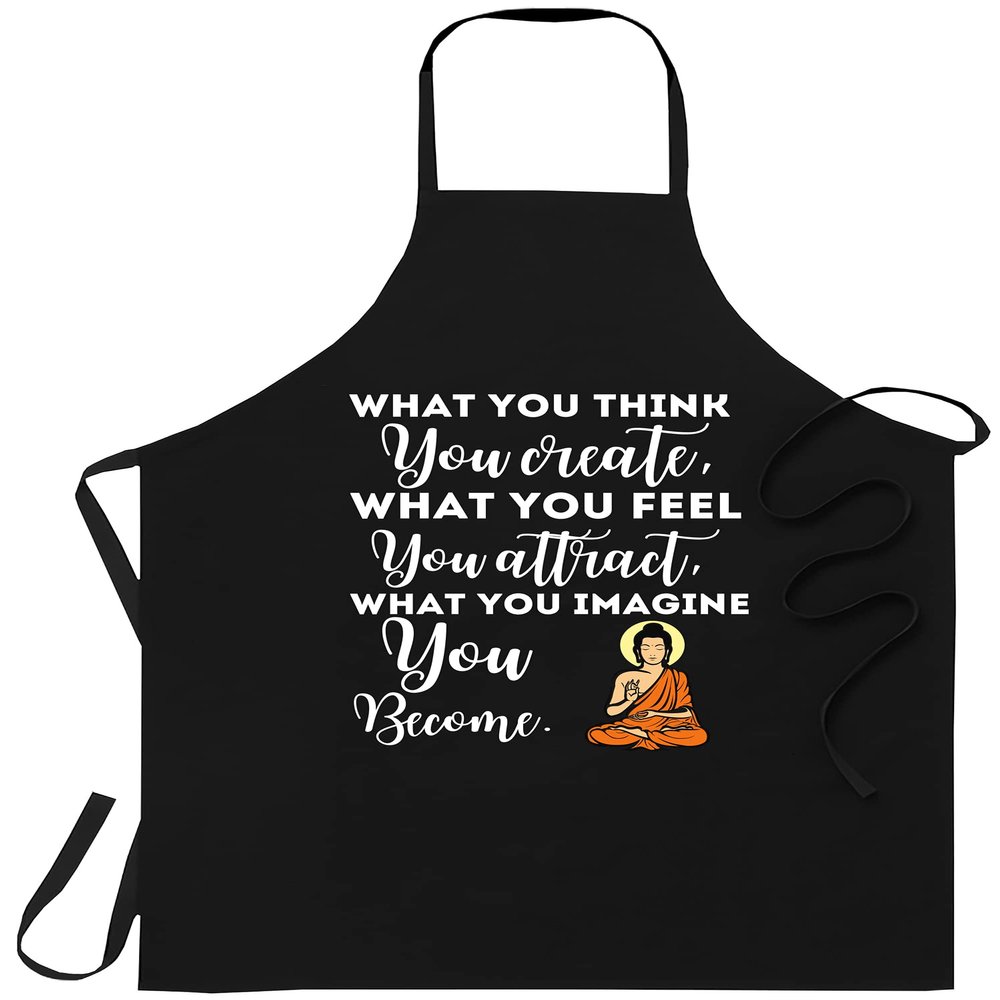 Buddha Zen Apron - Buddha Meditation Shirt Law Of Attraction Birthday Cooking Aprons Kitchen Decor