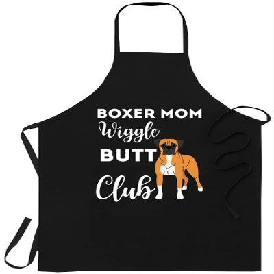 xPuffer Dog Black Apron - Boxer Mom Wiggle Butt Club design Boxer design Dog design Birthday Cooking Aprons Kitchen Decor
