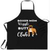 xPuffer Dog Black Apron - Boxer Mom Wiggle Butt Club design Boxer design Dog design Birthday Cooking Aprons Kitchen Decor view 1