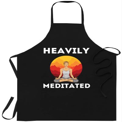 Yoga Black Apron Kitchen - Funny Heavily Meditated Yoga Meditation Birthday Cooking Aprons Kitchen Decor