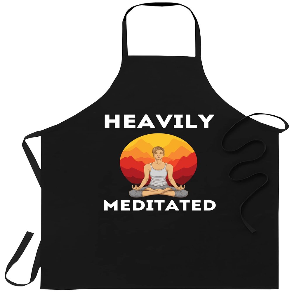 Yoga Black Apron Kitchen - Funny Heavily Meditated Yoga Meditation Birthday Cooking Aprons Kitchen Decor