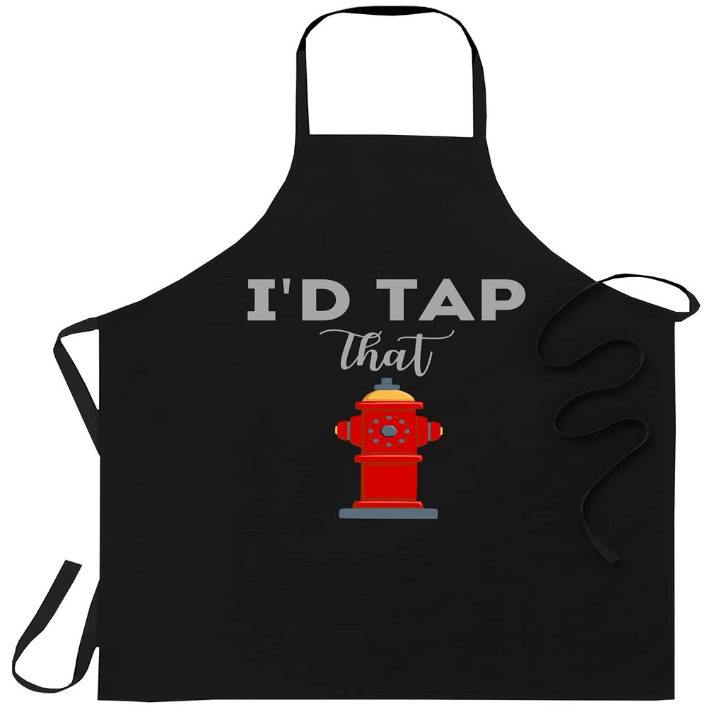 xPuffer Firefighter Apron - id tap that funny firefighter Cooking Aprons Kitchen Decor, Black, One Size Fits All