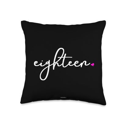 18th Birthday for Girls Eighteen Party Teen Pink Age 18 Year Throw Pillow