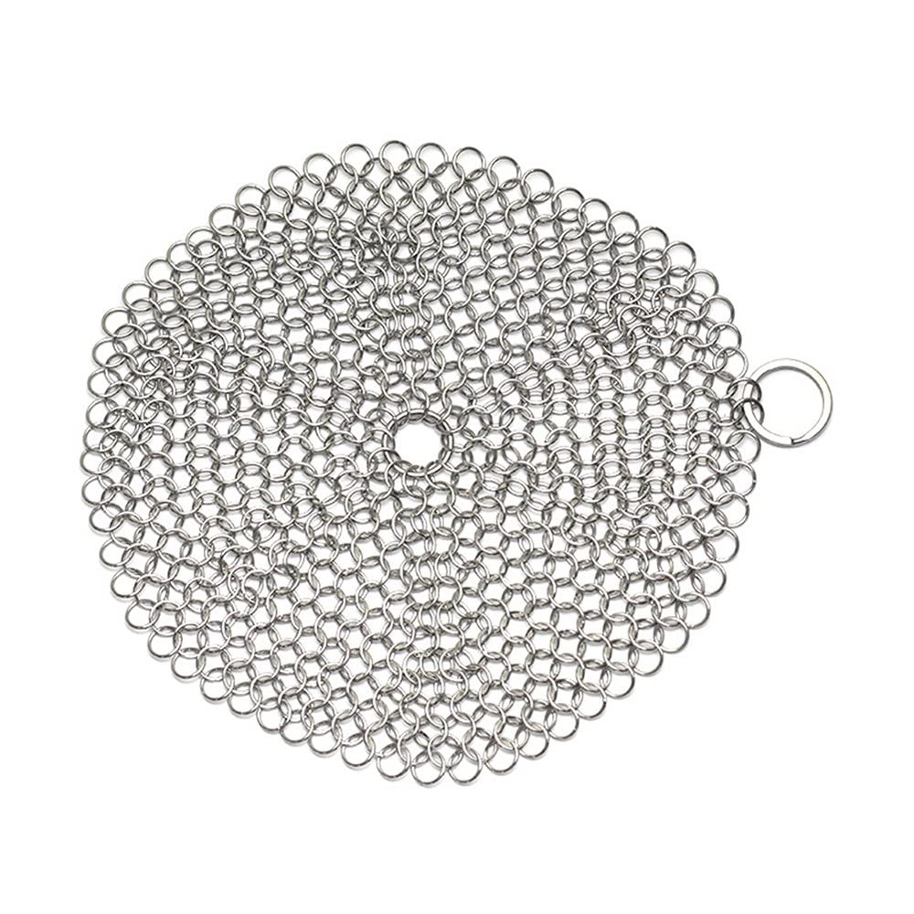 VALINK Cast Iron Skillet Cleaner, Stainless Steel Cast Iron Cleaner Scrubber for All Types of Skillet Griddles Cast Iron Pans Grills Dutch Ovens