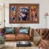 Native American Wall Art Indian Colorful Feather Girls Canvas Print Poster 3D Fake Frame Window View Home Living Room Aesthetics Decor,16 x 24 Inch Unframed view 3