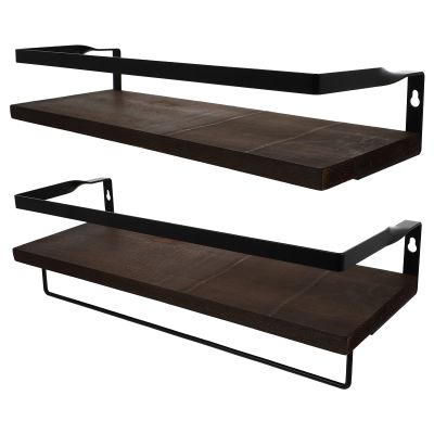 Cabilock 1set Wall-Mounted Floating Shelves for Kitchen and Bathroom Compact Storage Racks Deep Pine Easy to Install Versatile Organizer for Seasoning Bottles and Utensils