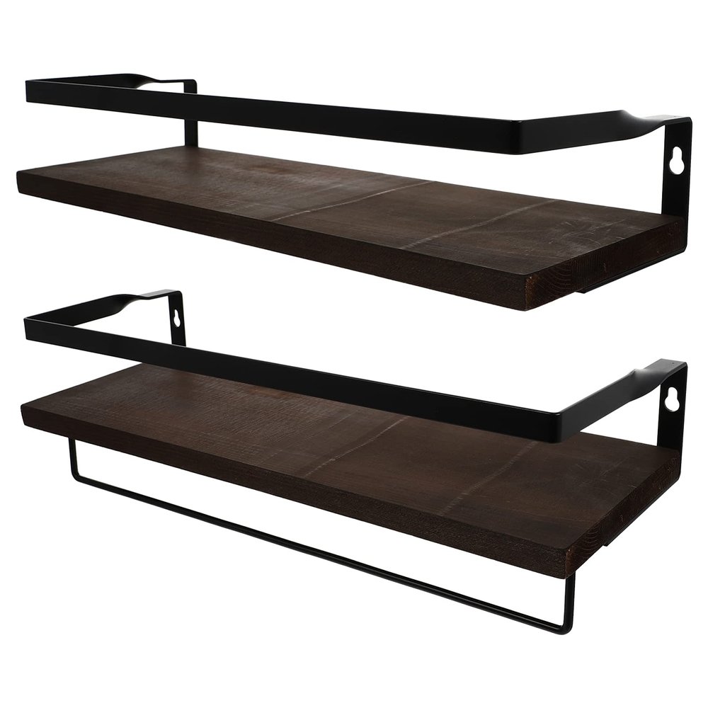 Cabilock 1set Wall-Mounted Floating Shelves for Kitchen and Bathroom Compact Storage Racks Deep Pine Easy to Install Versatile Organizer for Seasoning Bottles and Utensils