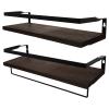 Cabilock 1set Wall-Mounted Floating Shelves for Kitchen and Bathroom Compact Storage Racks Deep Pine Easy to Install Versatile Organizer for Seasoning Bottles and Utensils view 1